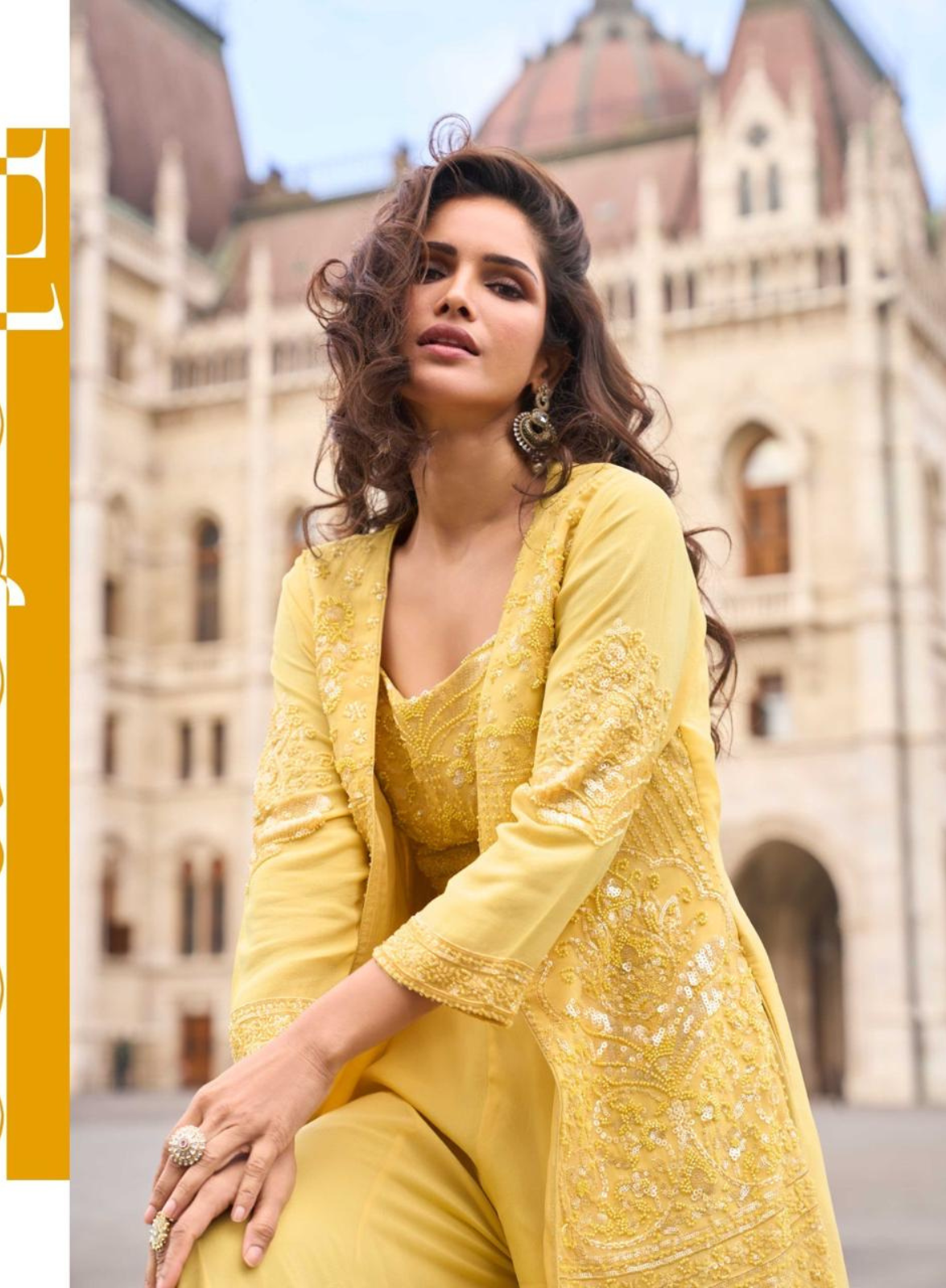 ISHA – Premium Georgette Indo-Western Outfit with Embroidery | Blouse, Palazzo & Shrug Set | B