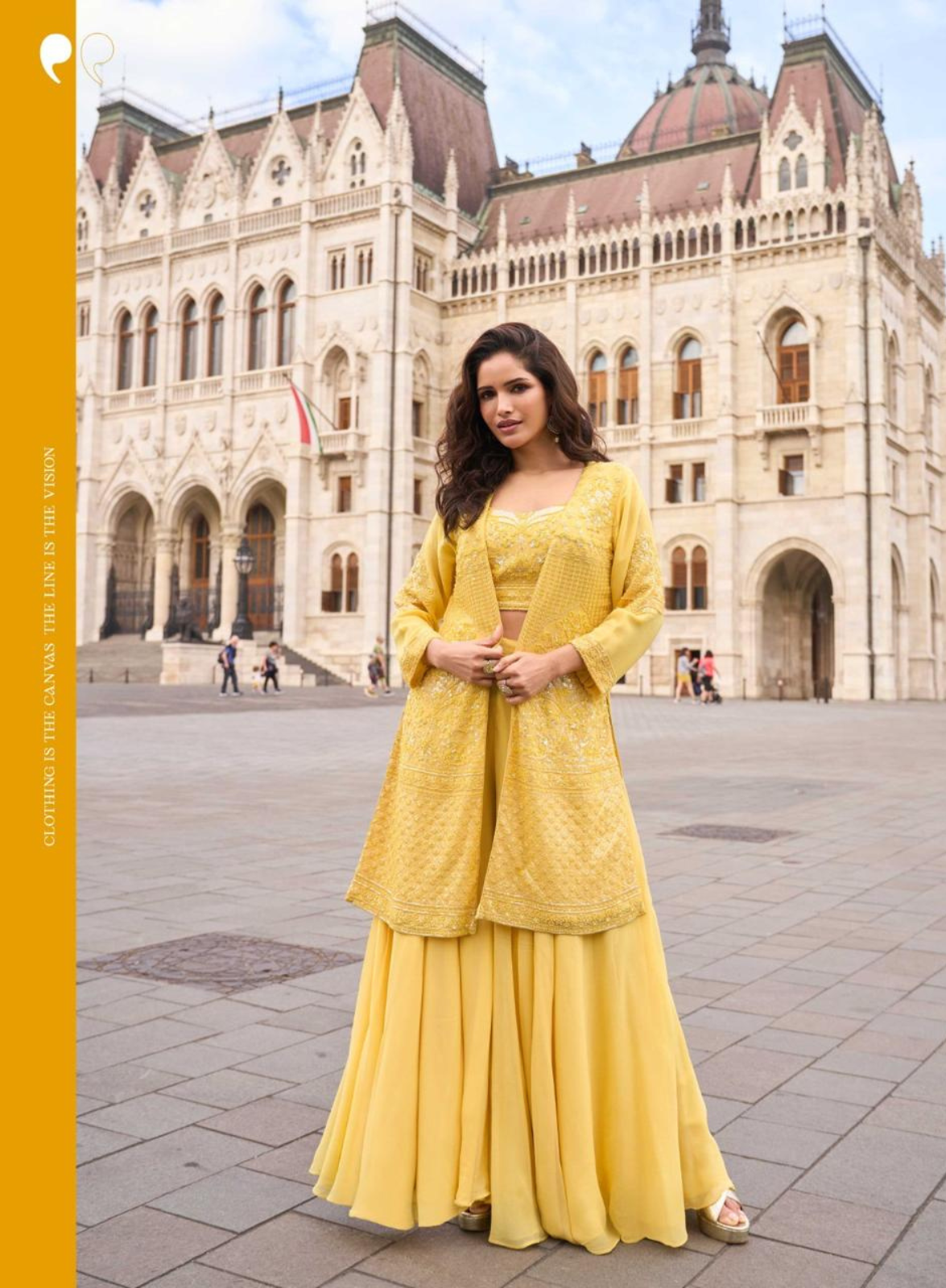 ISHA – Premium Georgette Indo-Western Outfit with Embroidery | Blouse, Palazzo & Shrug Set | B