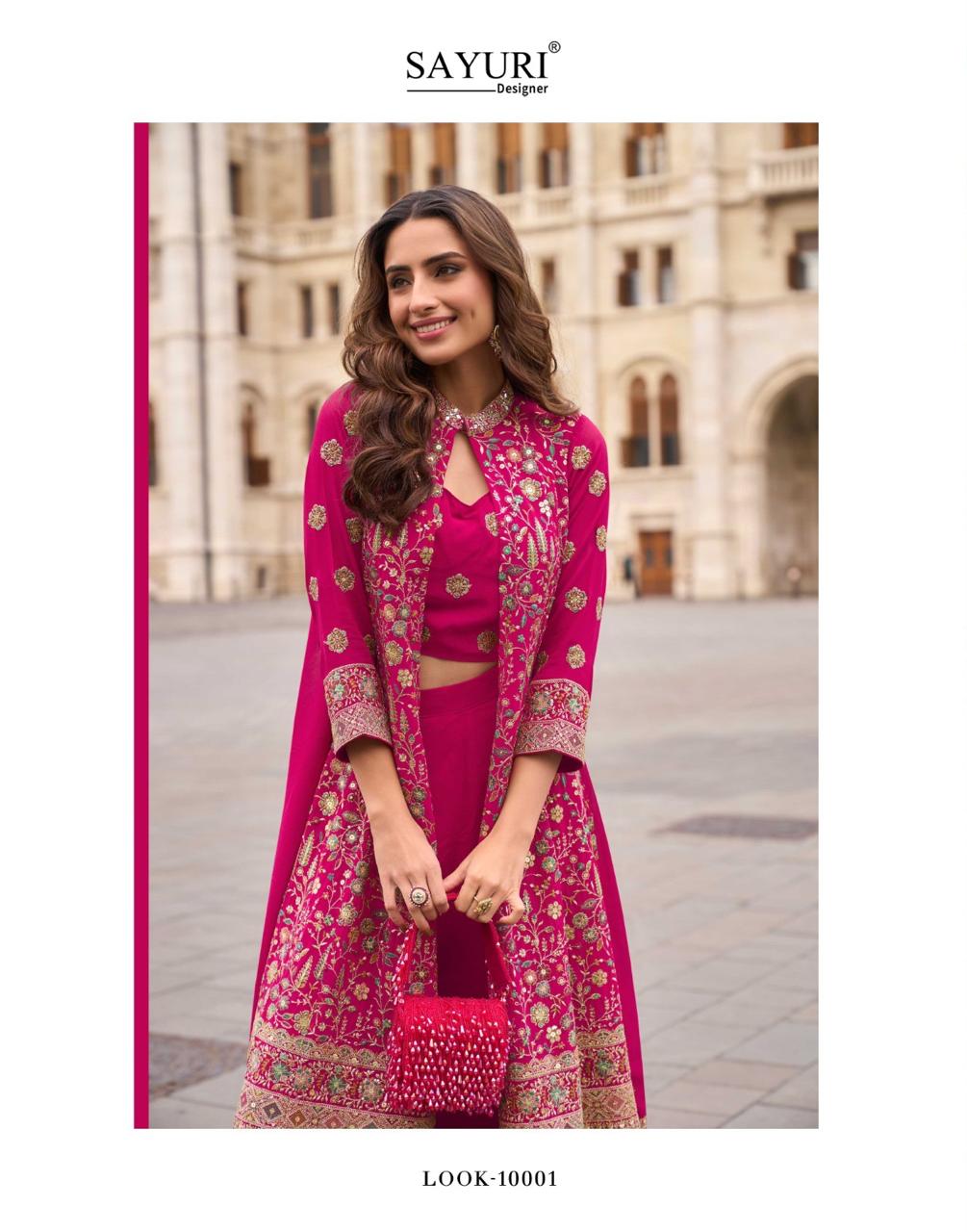ISHA – Premium Georgette Indo-Western Outfit with Embroidery | Blouse, Palazzo & Shrug Set | A