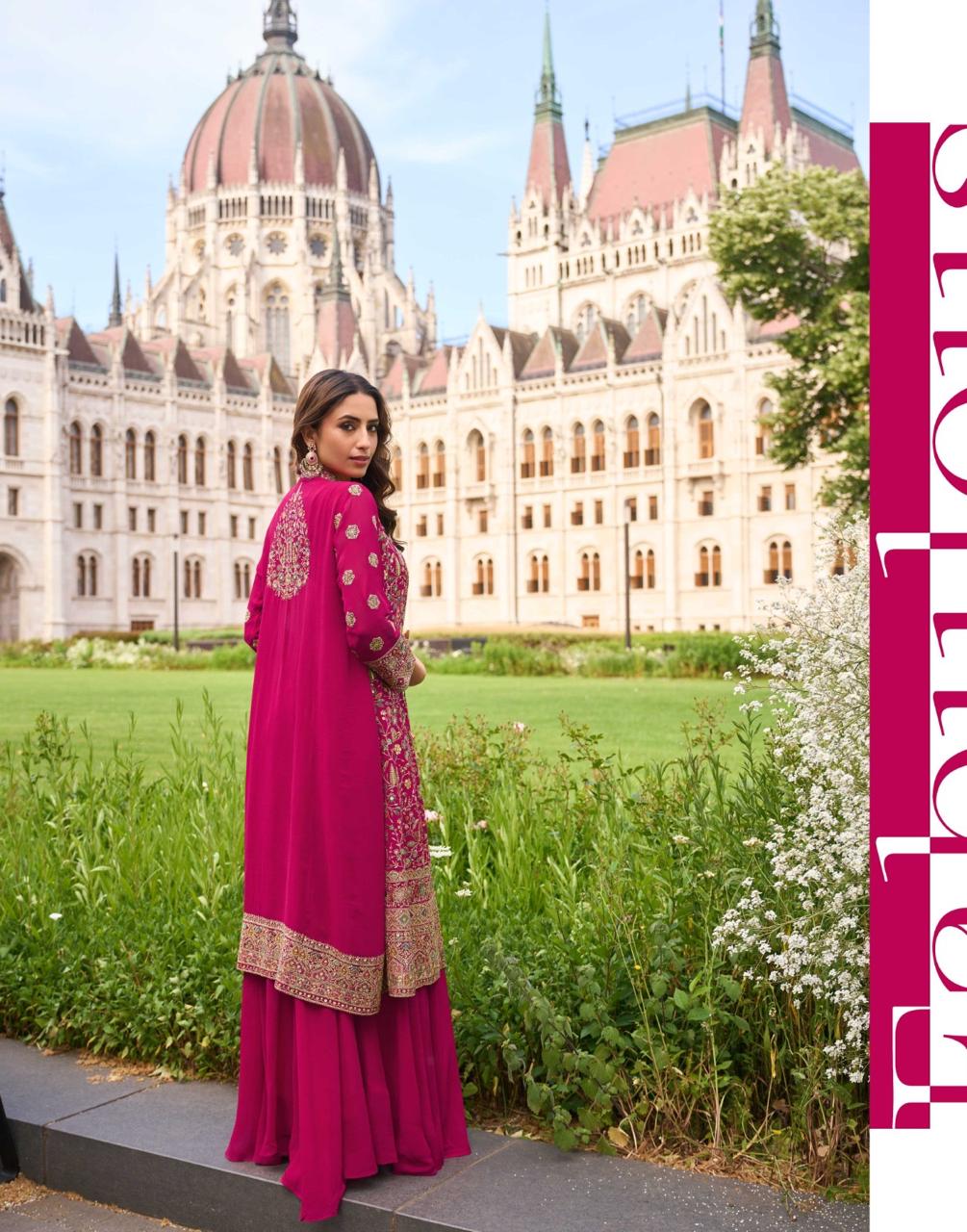 ISHA – Premium Georgette Indo-Western Outfit with Embroidery | Blouse, Palazzo & Shrug Set | A