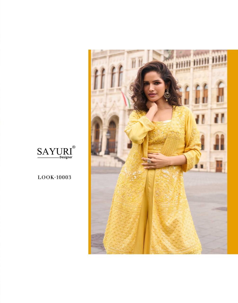 ISHA – Premium Georgette Indo-Western Outfit with Embroidery | Blouse, Palazzo & Shrug Set | B
