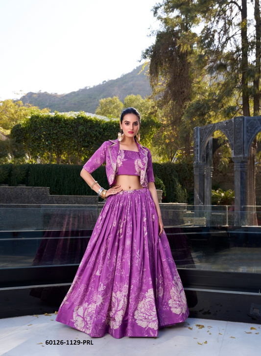 Readymade Lehenga Choli with Silk Jacket – Party & Wedding Wear - 60126 A