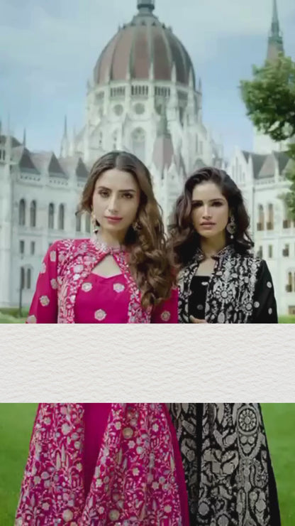 ISHA – Premium Georgette Indo-Western Outfit with Embroidery | Blouse, Palazzo & Shrug Set | B