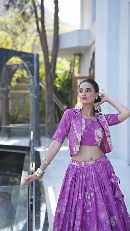 Readymade Lehenga Choli with Silk Jacket – Party & Wedding Wear - 60126 A