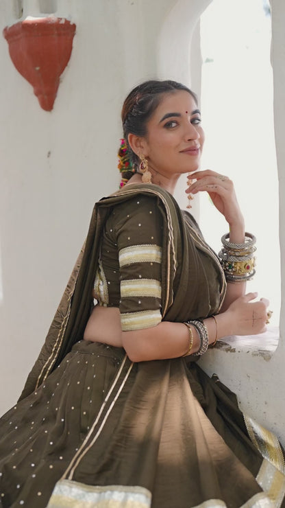 Traditional Chanderi Zari Weaving Lehenga Set – Readymade (With Blouse & Dupatta) B