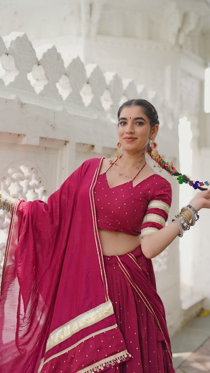 Traditional Chanderi Zari Weaving Lehenga Set – Readymade (With Blouse & Dupatta) A
